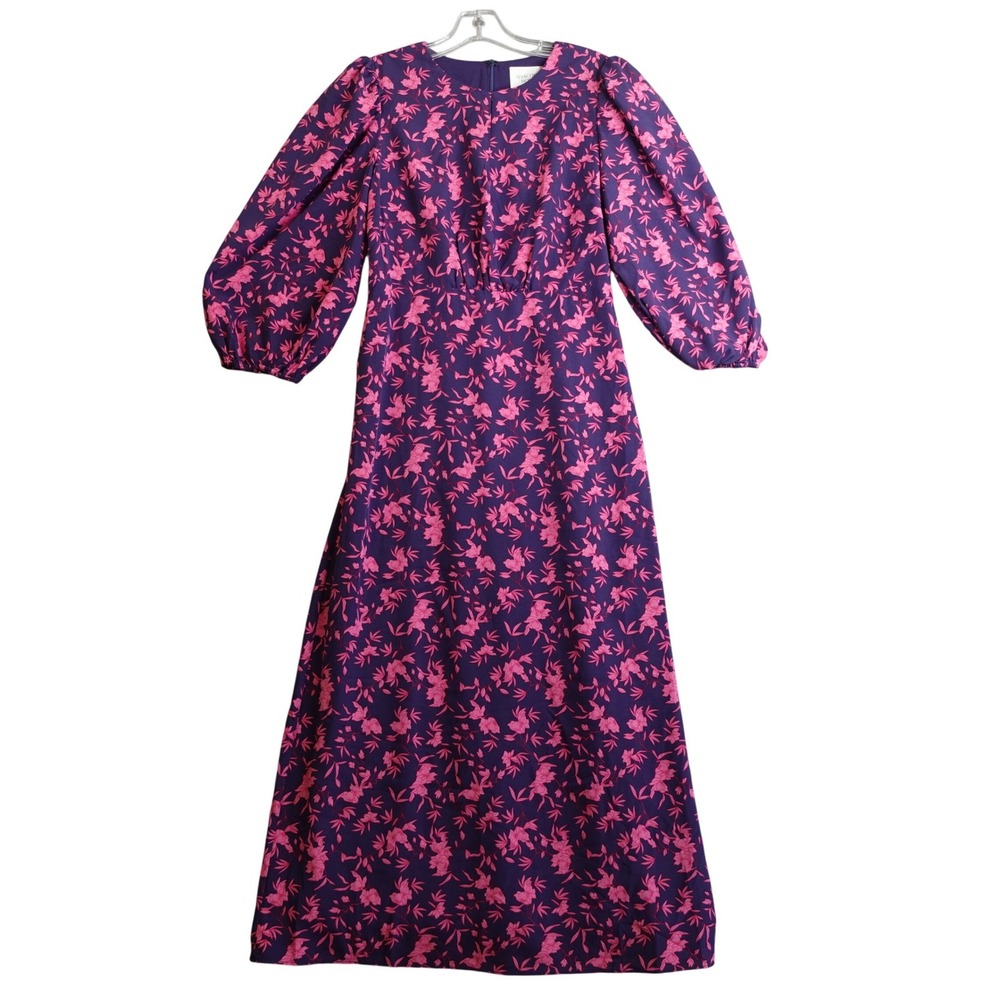 Tuckernuck Hyacinth House Purple Pink Floral Puff Sleeve Norma Maxi Dress S Boho